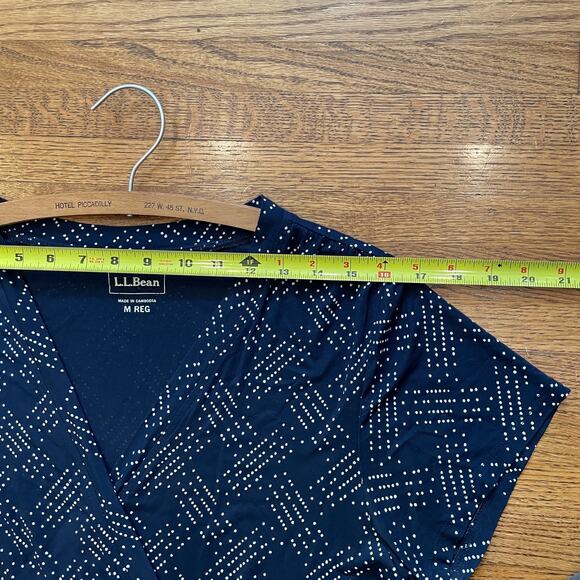 L.L. Bean Women's Summer Knit Dress Sz M Short Sleeve Navy Blue Empire Waist - Picture 6 of 10